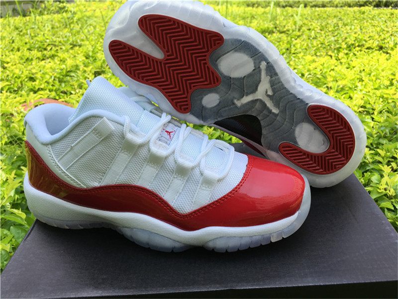 Authentic Air Jordan 11 Low White Varsity Red Cherry